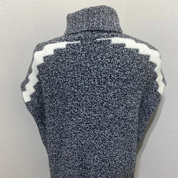 LOFT Turtle Neck Tunic Vest Sweater Size XS/S Oversized Cream/Black\Red - Picture 10 of 12